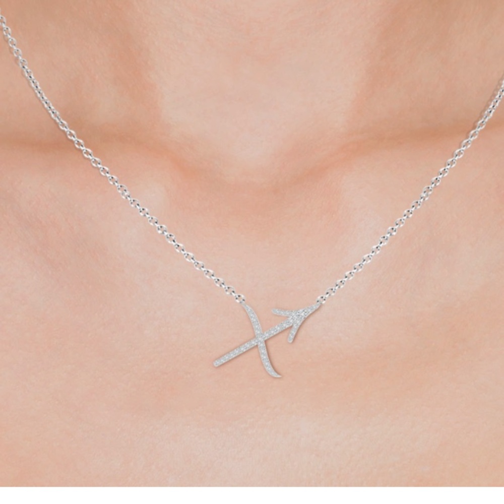 Diamond Sagittarius Zodiac Sign Pendant necklace ANGARA - Picture 8 of 8